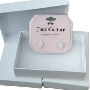 Juicy Couture Pearl Heart Stud Earrings, Silver